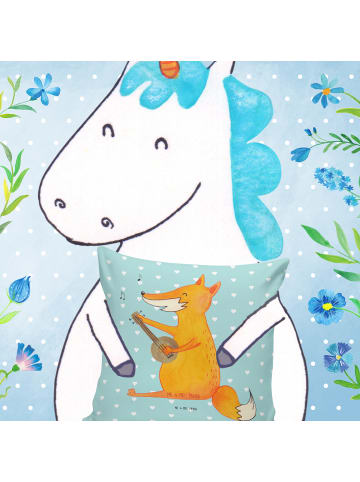 Mr. & Mrs. Panda Deko Kissen Fuchs Gitarre ohne Spruch in Türkis Pastell