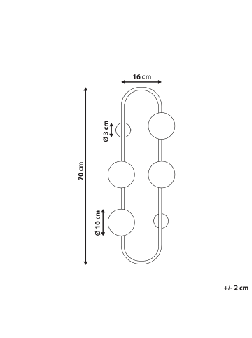Beliani Wandleuchten YANGO in Schwarz/Weiß - (W) 16 x (H) 70 x (L) 3 cm