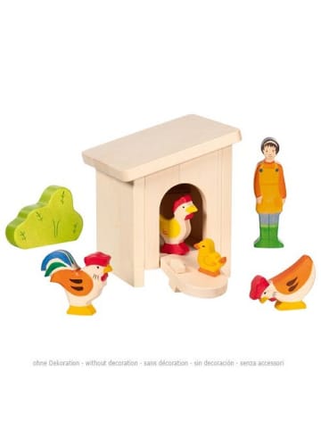 Holztiger kleiner Stall mit Hühnern aus Holz - ab 3 Jahren