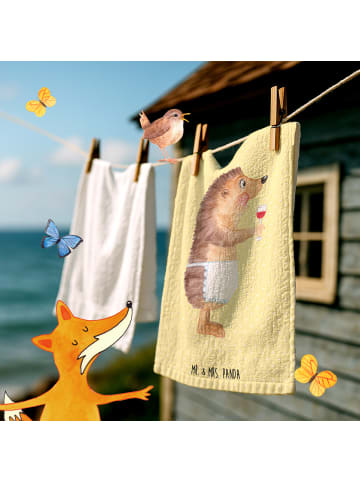 Mr. & Mrs. Panda Handtuch Igel Wein ohne Spruch in Gelb Pastell