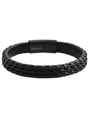 Adeliás Unisex Armband aus Leder 19 cm in schwarz