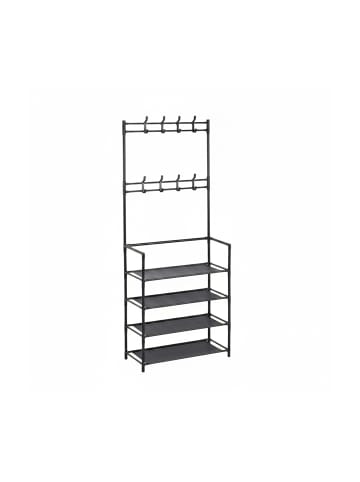 relaxdays Garderobenständer in Schwarz - (B)59,5 x (H)150,5 x (T)25 cm