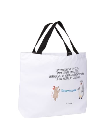 Mr. & Mrs. Panda Tote Bag Maus Pinguin Geburtstag mit Spruch in Weiß