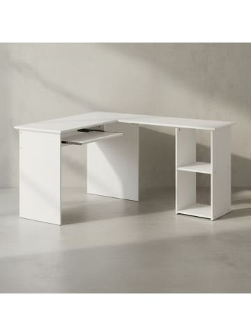 KADIMA DESIGN Bürokombination Praktisch | Regal System, PC-Tisch, Melamin in Weiß