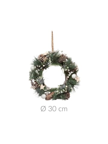 Atmosphera Créateur d'intérieur Weihnachtskranz aus Naturmaterialien in Mehrfarben, (B) 9,5 x (H) 32 x (L) 32 cm