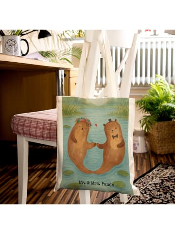 Mr. & Mrs. Panda Tote Bag Hochzeit Otter Design ohne Spruch in Weiß