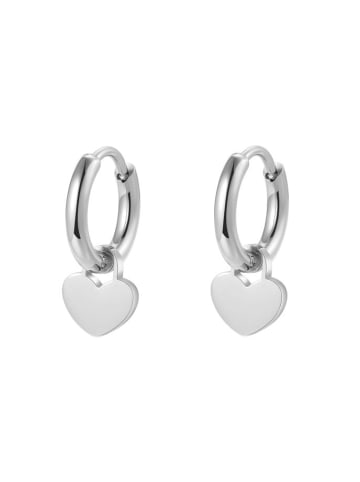 Hey Happiness Herz Huggie Ohrringe aus Edelstahl in Silber - (D) 1,23 cm