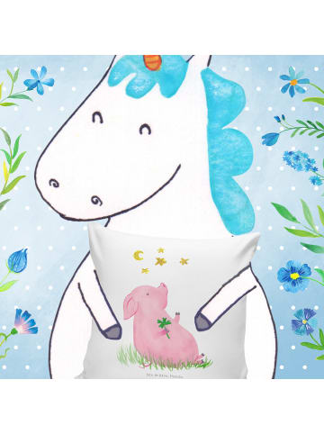 Mr. & Mrs. Panda Kissen 40x40 Schwein Glück ohne Spruch in Weiß