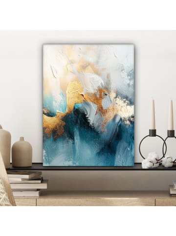 MuchoWow Poster mit Leiste Abstrakte Kunst gold blau  (BxH)