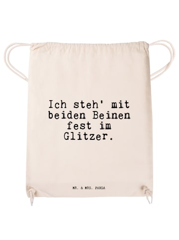 Mr. & Mrs. Panda Stoffbeutel Ich steh' mit beiden... mit Spruch in Creme