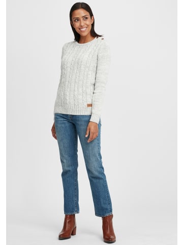 Oxmo Strickpullover OXPhia 21300536-ME Strickpulli mit Zopfstrickmuster in Grau