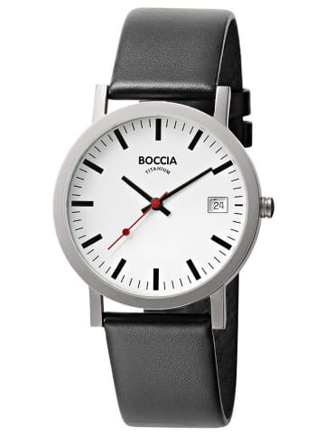 Boccia Herrenuhr Titan mit schwarzem Lederband