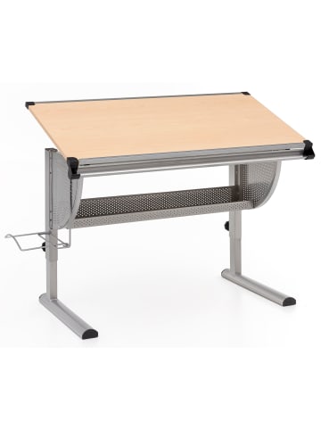 KADIMA DESIGN Schreibtisch für Kinder: Höhenverstellbar, neigbare Tischplatte, 6-15 Jahre in Grau