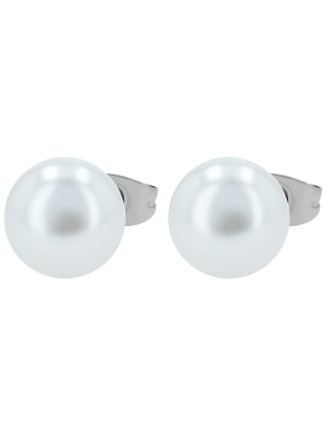 Adeliás Damen Ohrringe – Ohrstecker aus Edelstahl mit Perle in silber