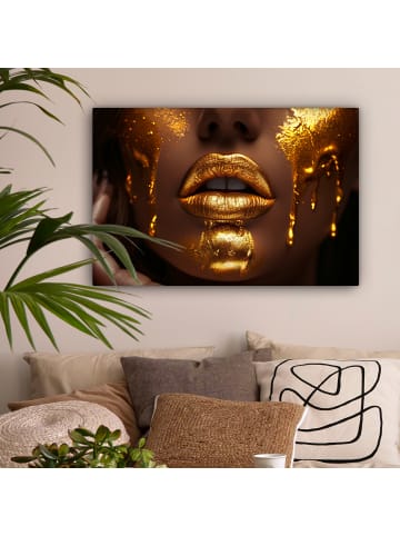MuchoWow Leinwand Bilder Goldenes Gesicht