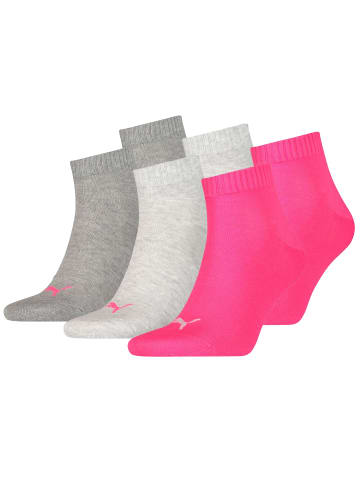 Puma Socken PUMA UNISEX QUARTER PLAIN 3P in 656 - middle grey mélange/pink