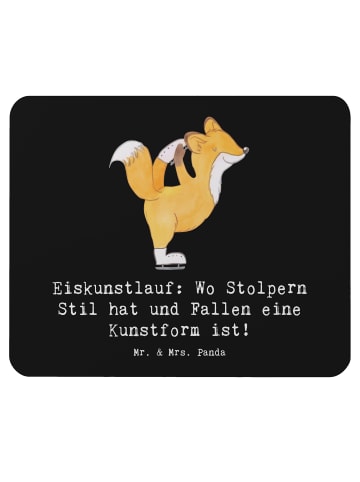 Mr. & Mrs. Panda Mousepad Eiskunstlauf Kunst mit Spruch in Schwarz