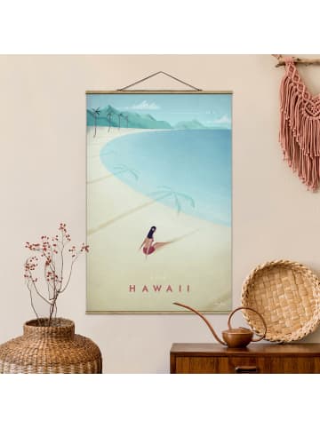 WALLART Stoffbild mit Posterleisten - Reiseposter - Hawaii in Creme-Beige