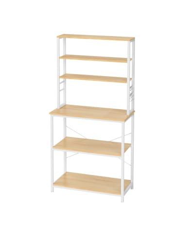 VASAGLE Küchenregal Barnet in Eichenfarben-Weiß - (B)80 x (H)167 x (T)40 cm
