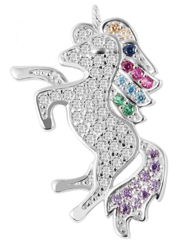 Adeliás Kinder Anhänger Einhorn aus 925 Silber mit Zirkonia in silber