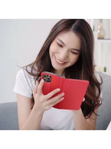 COFI 1453 Smart Case Handyhülle Buchtasche mit Magnetverschluss kompatibel mit i in Rot