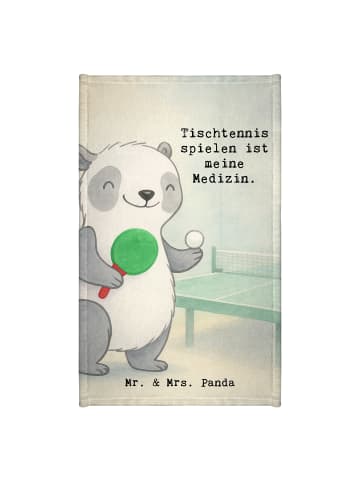 Mr. & Mrs. Panda Gästehandtuch Panda Tischtennis Design mit Spruch in Weiß