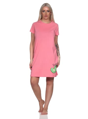 NORMANN Nachthemd kurzarm Kiwi Print - 86395 in pink