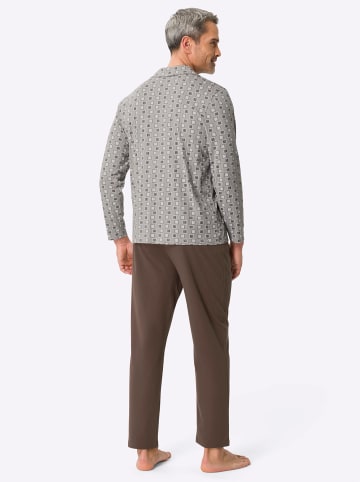Sieh an! Schlafanzug in steingrau-schoko-gemustert