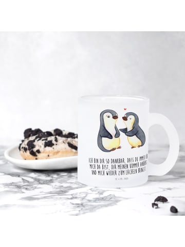 Mr. & Mrs. Panda Glas Pinguine trösten mit Spruch in Transparent
