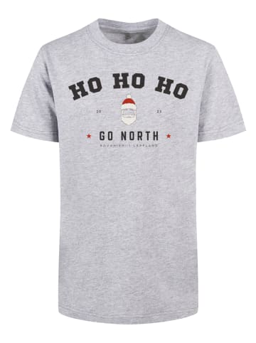 F4NT4STIC Basic Kids Tee Ho Ho Ho Santa Claus Weihnachten in heathergrey