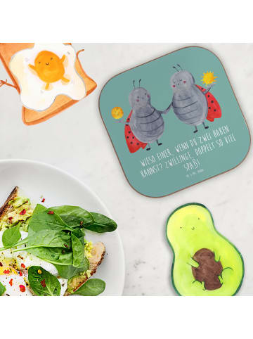 Mr. & Mrs. Panda Untersetzer für Gläser Zwillinge Spaß mit Spruch in Meeresbrise