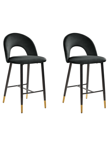Beliani 2er-Set Barhocker FALTON in Schwarz/Gold