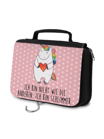 Mr. & Mrs. Panda Kulturtäschchen Einhorn Herz mit Spruch in Rot Pastell