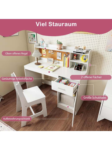 COSTWAY Kinderschreibtsich mit Stuhl in Weiß