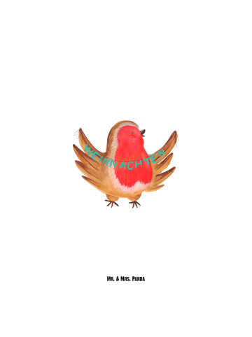 Mr. & Mrs. Panda Trinkgefäß Rotkehlchen Weihnachten ohne Spruch in Weiß