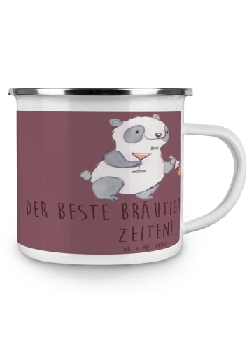 Mr. & Mrs. Panda Camping Emaille Tasse Bester Bräutigam mit Spruch in Kaffa Coffee