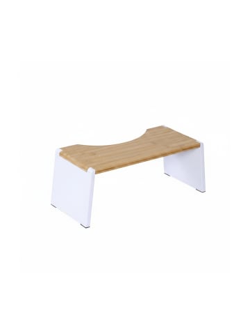 relaxdays Toilettenhocker in Natur/ Weiß - (B)43,5 x (H)19 x (T)20 cm