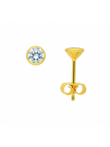 Adeliás Damen 333 Weißgold Ohrringe / Ohrstecker mit Zirkonia Ø 4,5 mm in silber