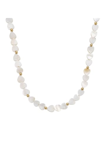 Amor Halskette Edelstahl, IP gold, Perlmutt in gold