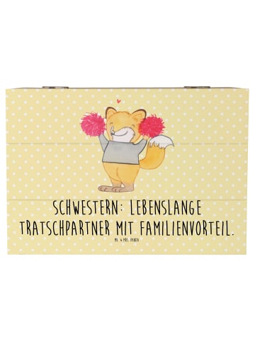 Mr. & Mrs. Panda Kiste Schwestern Tratschpartner mit Spruch in Gelb Pastell