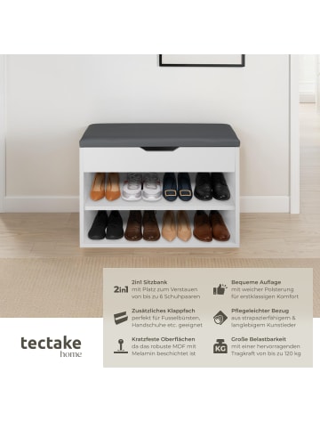 tectake Schuhbank Jasmina mit Sitzpolster für 6 Paar Schuhe,  60x30x43,5cm