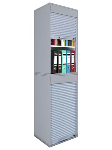 VCM  Holz Büroschrank Aktenschrank Rollladen Aktos XL in Grau