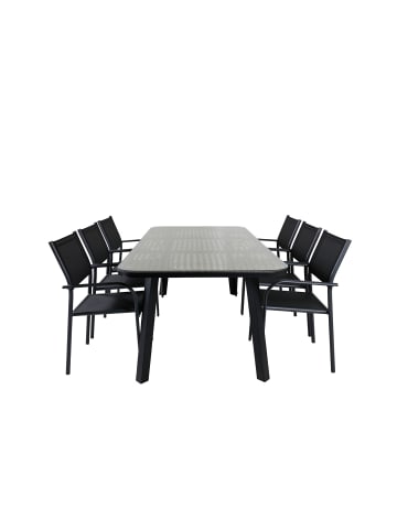 ebuy24 Gartenmöbel-Set Paola (7-teilig) Schwarz 100 x 200 cm