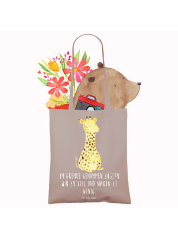 Mr. & Mrs. Panda Stoffbeutel Giraffe Zufrieden mit Spruch in Braun Pastell