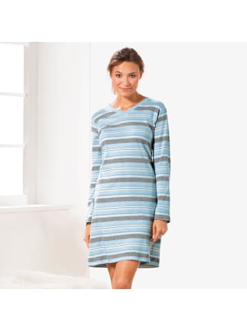 REDBEST Single-Jersey Nachthemd in blau/grau