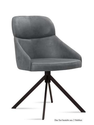 58 aufm Kessel ESSZIMMERSTUHL (2er-Set) Deanna 52x82x63 Schwarz/Grau