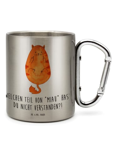 Mr. & Mrs. Panda Thermo Kaffeebecher Katze Mittelfinger mit Spruch in Silber