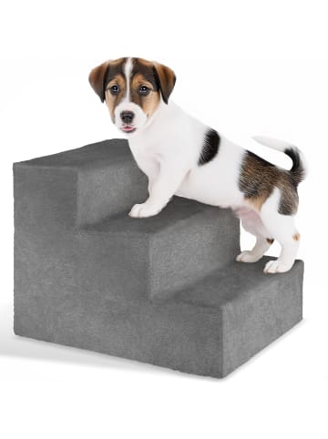 tectake Hundetreppe Paw Path mit Plüschbezug 37 x 45 x 34,5 cm