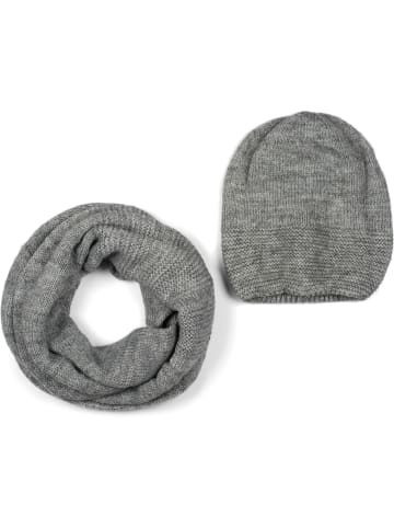 styleBREAKER Strick Loop und Beanie Set in Grau