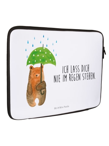 Mr. & Mrs. Panda Notebook Tasche Bär Regenschirm mit Spruch in Weiß
